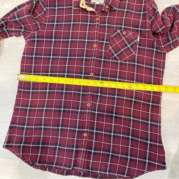 Burton Durable Goods Plaid Flannel long Sleeve Button Down Womens Size L Burgund - Picture 9 of 16